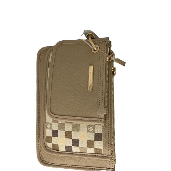 Anne Klein Logo Trio (3 piece) Pouch Set Tan Sesame New With Tag NWT Gold Tone - Picture 6 of 9